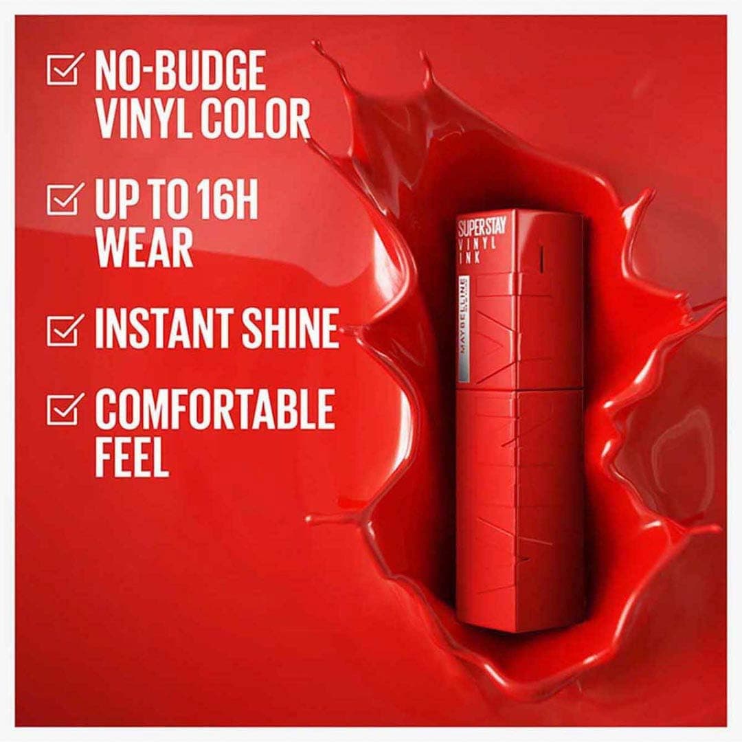 رژ لب مایع براق ماندگار MAYBELLINE New York Super Stay Vinyl Ink رنگ 15 Peachy رژ لب مایع براق ماندگار MAYBELLINE New York Super Stay Vinyl Ink رنگ 15 Peachy