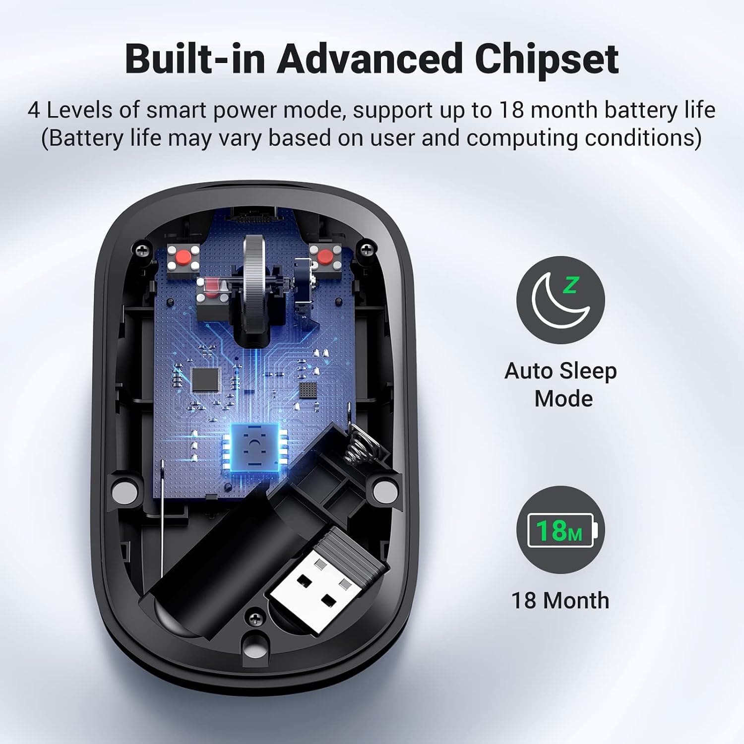 ماوس بیسیم UGREEN با اتصال USB و فرکانس 2.4 GHz، حداکثر 4000 DPI، باتری 18 ماهه مشکی ماوس بیسیم UGREEN با اتصال USB و فرکانس 2.4 GHz، حداکثر 4000 DPI، باتری 18 ماهه مشکی