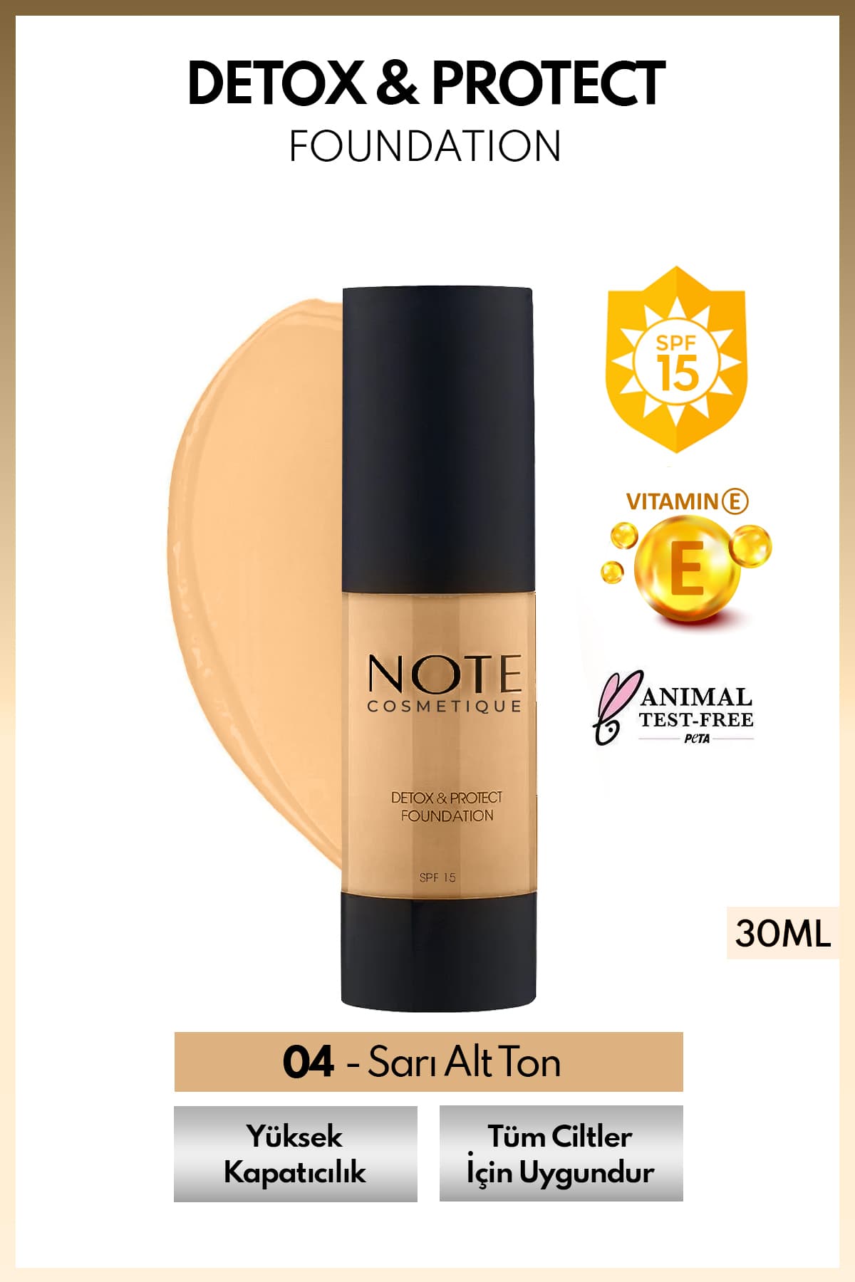 فوندیشن Note Cosmetics Detox & Protect SPF 15 پوشش قوی ساتن مدل 04 Sand فوندیشن Note Cosmetics Detox & Protect SPF 15 پوشش قوی ساتن مدل 04 Sand