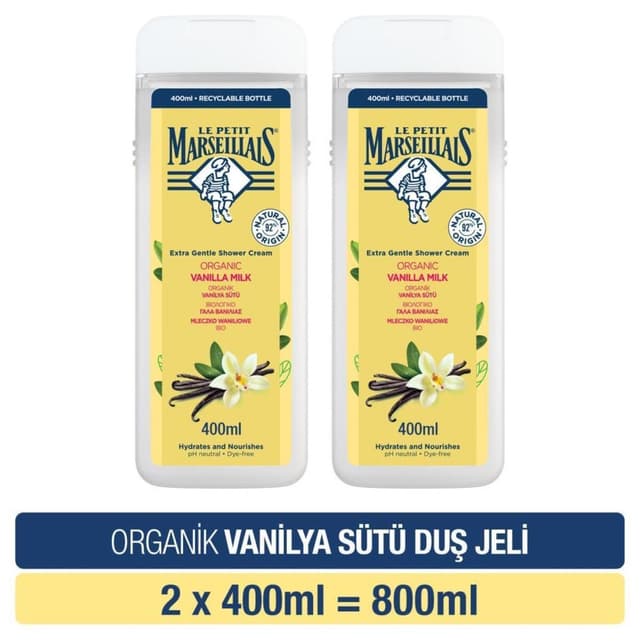 ژل دوش زنانه Le Petit Marseillais شیر وانیل ارگانیک 400 ml x2 ژل دوش زنانه Le Petit Marseillais شیر وانیل ارگانیک 400 ml x2