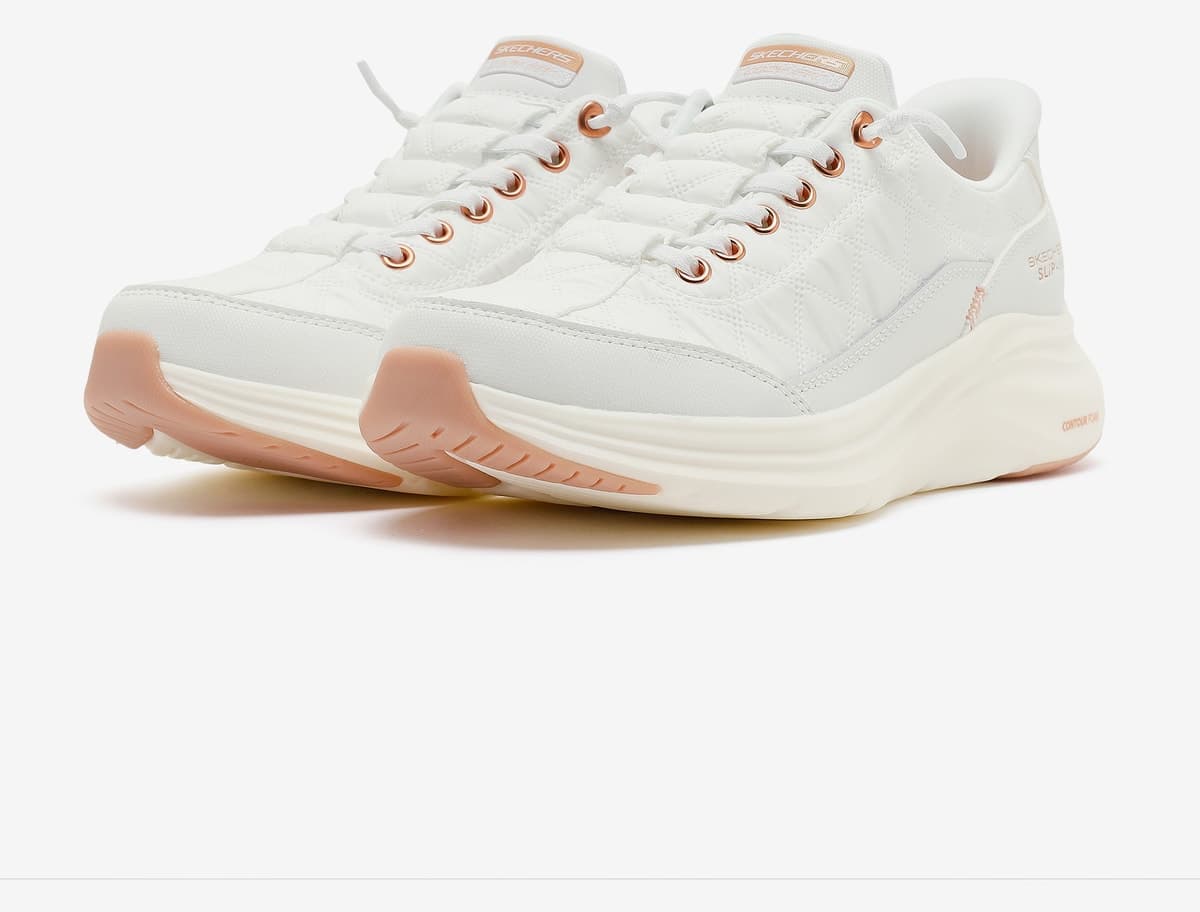 کفش ورزشی زنانه Skechers CONTOUR FOAM سفید صورتی طلایی مدل 150413 WTRG کفش ورزشی زنانه Skechers CONTOUR FOAM سفید صورتی طلایی مدل 150413 WTRG