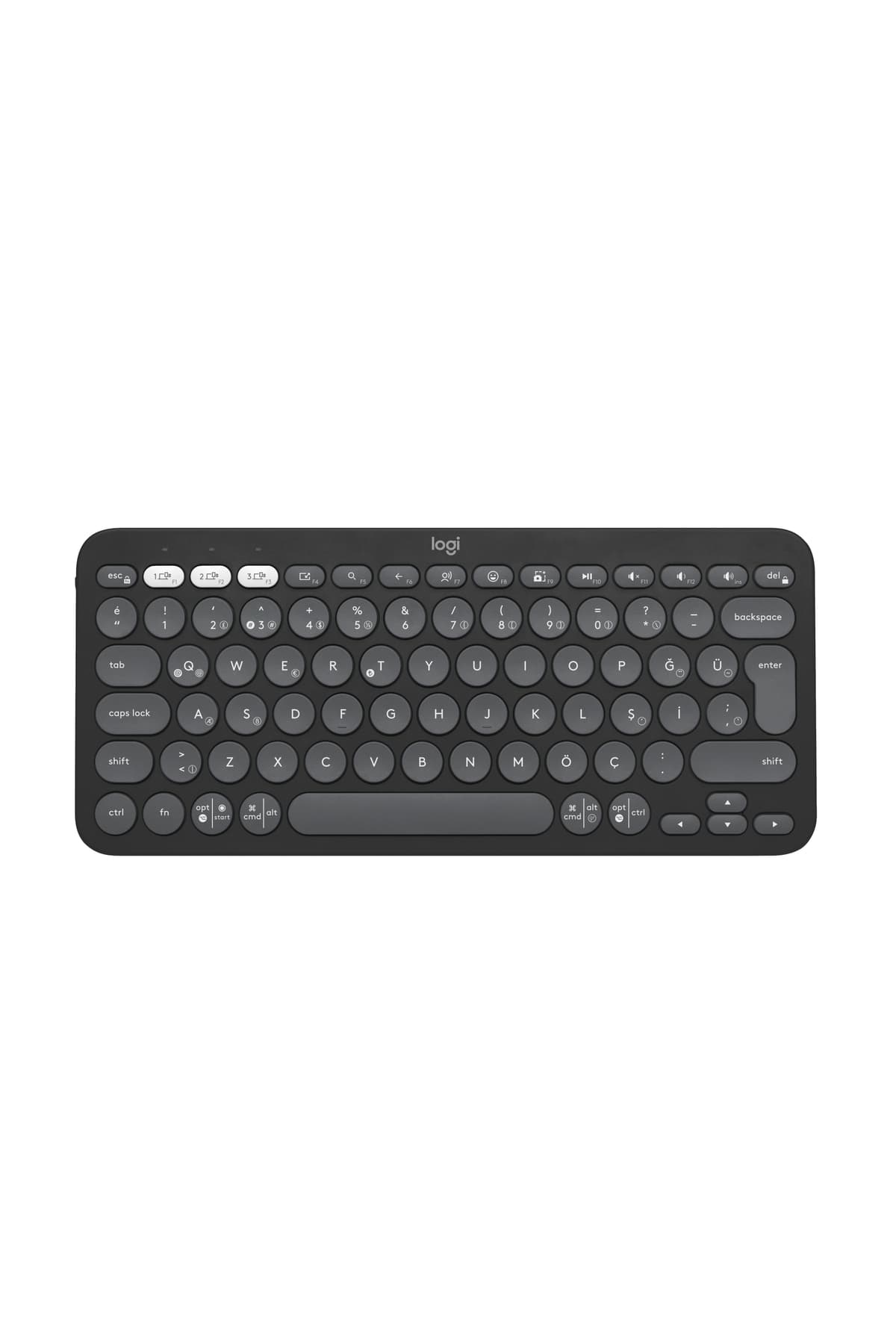کیبورد logitech Pebble Keys 2 بلوتوثی چنددستگاهی با چیدمان Türkçe Q مشکی مدل K380s کد 920-011859 کیبورد logitech Pebble Keys 2 بلوتوثی چنددستگاهی با چیدمان Türkçe Q مشکی مدل K380s کد 920-011859
