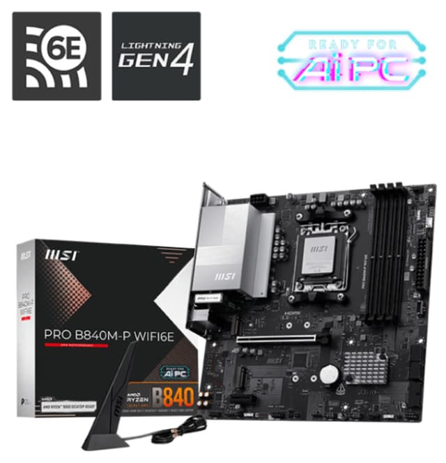 مادربرد MSI با سوکت AM5 و حافظه DDR5 mATX مدل PRO B840M-P WIFI6-E مادربرد MSI با سوکت AM5 و حافظه DDR5 mATX مدل PRO B840M-P WIFI6-E