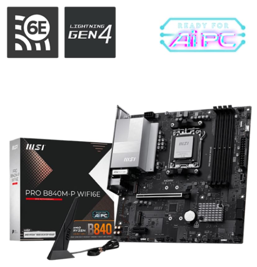مادربرد MSI با سوکت AM5 و حافظه DDR5 mATX مدل PRO B840M-P WIFI6-E مادربرد MSI با سوکت AM5 و حافظه DDR5 mATX مدل PRO B840M-P WIFI6-E