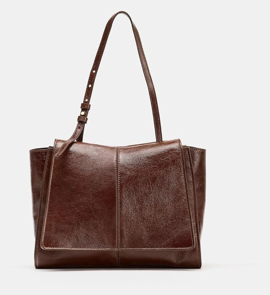 کیف توت زنانه Zara چرمی مینی دو جیبه قهوهای مدل Z1 کیف توت زنانه Zara چرمی مینی دو جیبه قهوهای مدل Z1