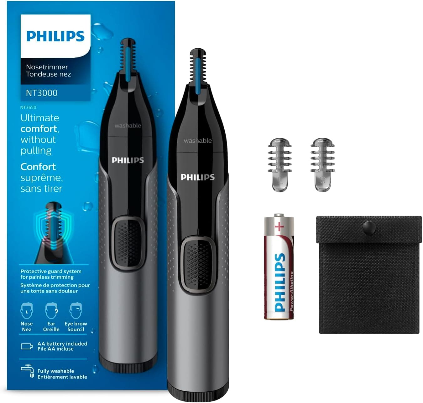ماشین اصلاح بینی، گوش و ابرو مردانه Philips سری 3000 محافظدار مدل NT3650/16 ماشین اصلاح بینی، گوش و ابرو مردانه Philips سری 3000 محافظدار مدل NT3650/16