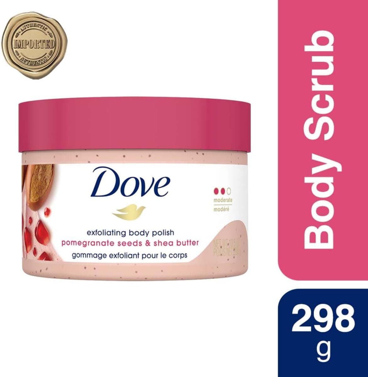 اسکراب بدن Dove لایهبردار با کره شی و دانه انار 298gm اسکراب بدن Dove لایهبردار با کره شی و دانه انار 298gm