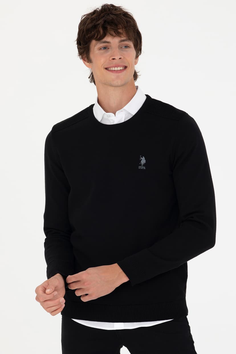 پلیور مردانه U.S. Polo Assn. مشکی یقه گرد مدل 50269003-VR046 پلیور مردانه U.S. Polo Assn. مشکی یقه گرد مدل 50269003-VR046