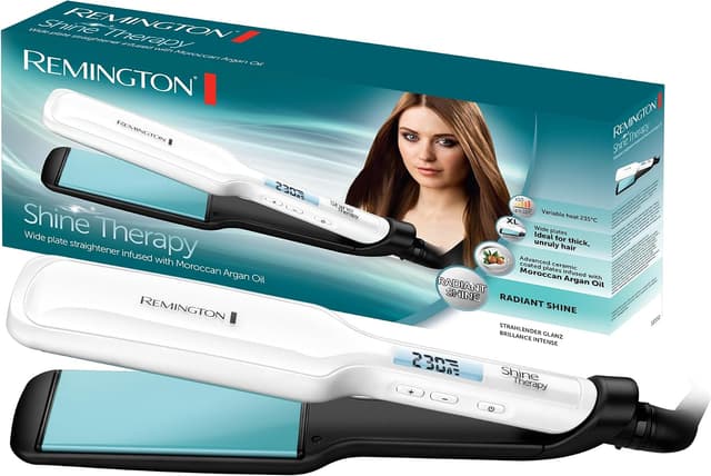 اتو مو Remington Shine Therapy صفحات پهن روغن آرگان ویتامین E مدل S8550 اتو مو Remington Shine Therapy صفحات پهن روغن آرگان ویتامین E مدل S8550