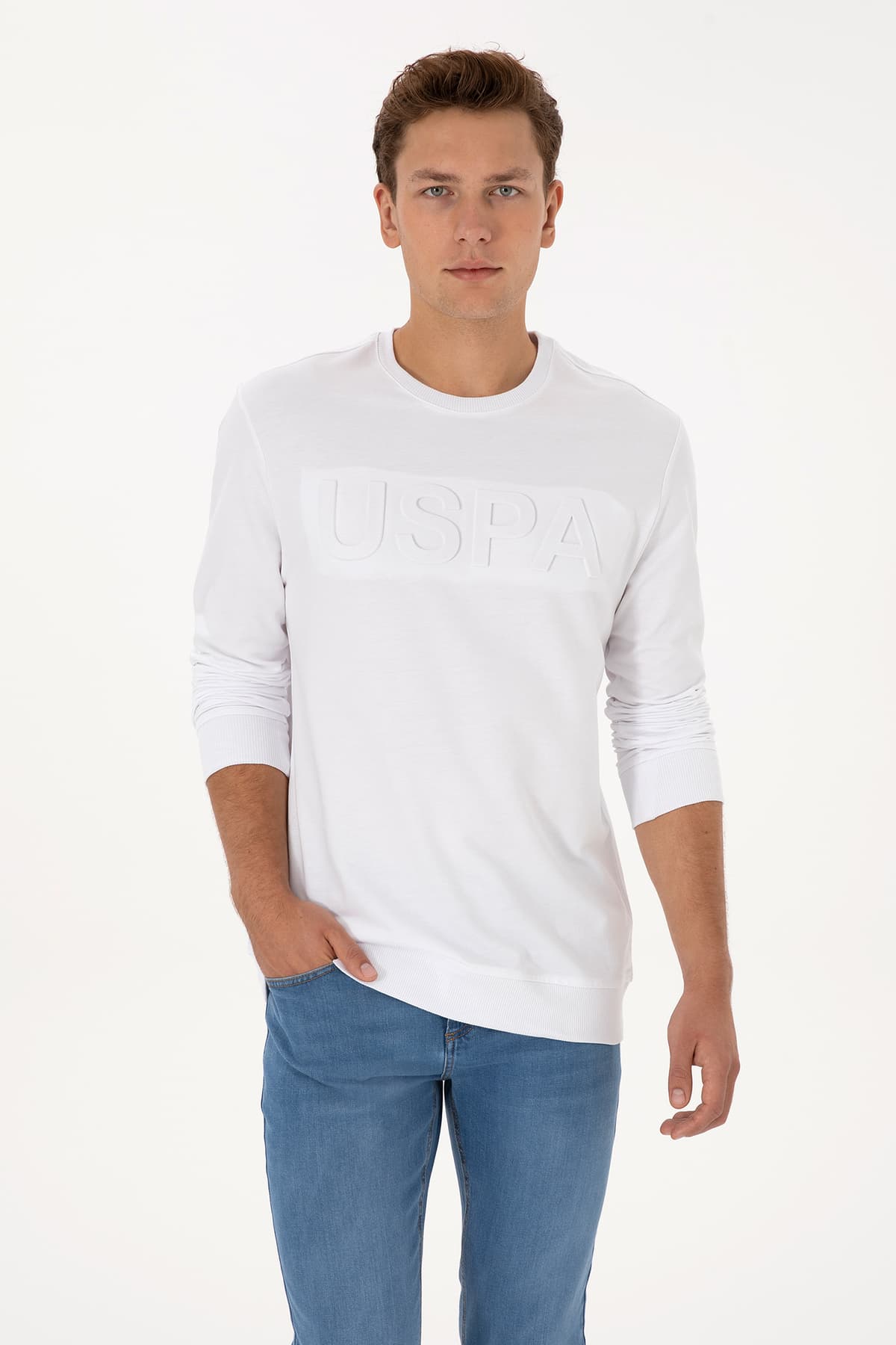 سوئیشرت مردانه U.S. Polo Assn. فیت معمولی یقه گرد سفید مدل 50307793-VR013 سوئیشرت مردانه U.S. Polo Assn. فیت معمولی یقه گرد سفید مدل 50307793-VR013