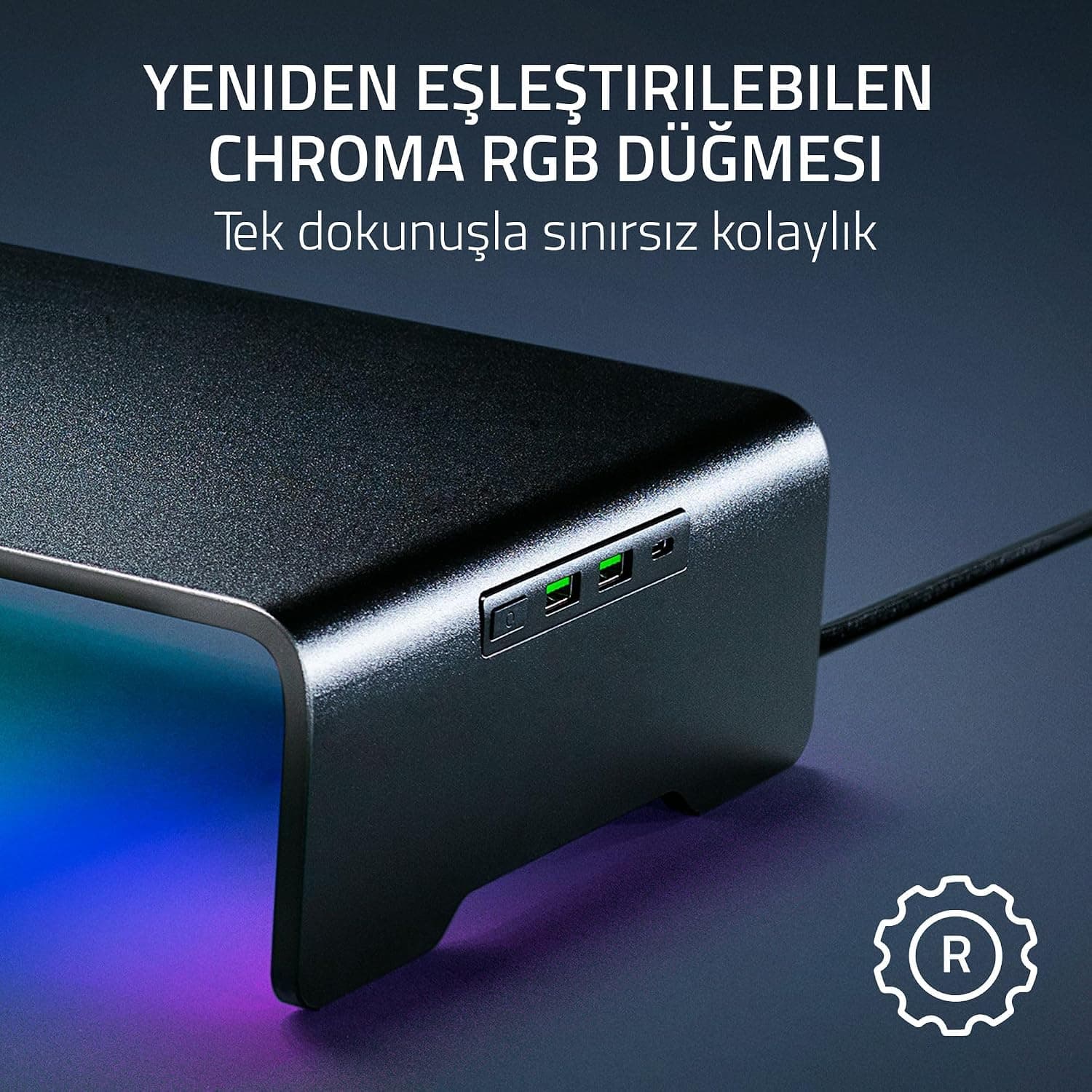 استند مانیتور Razer با نور RGB و هاب ۴ پورت USB-C مدل Chroma سیاه استند مانیتور Razer با نور RGB و هاب ۴ پورت USB-C مدل Chroma سیاه