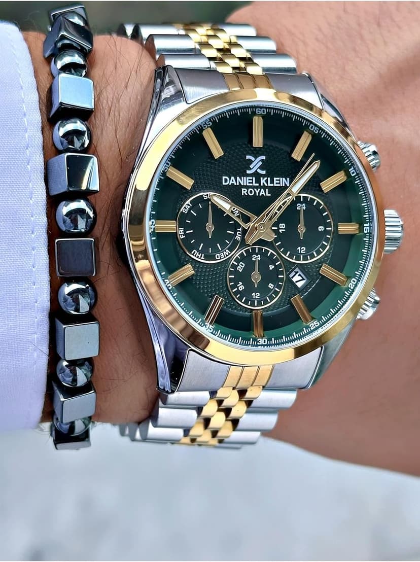 ساعت مچی مردانه Daniel Klein سری Royal کرونوگراف بند فولادی دوتونه زرد نقرهای ساعت مچی مردانه Daniel Klein سری Royal کرونوگراف بند فولادی دوتونه زرد نقرهای