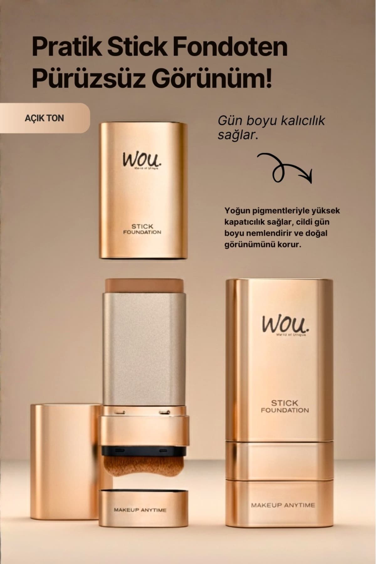 فوندیشن استیک WOU World of Unique کانسیلر برسدار 2 in 1 20gr تن روشن فوندیشن استیک WOU World of Unique کانسیلر برسدار 2 in 1 20gr تن روشن