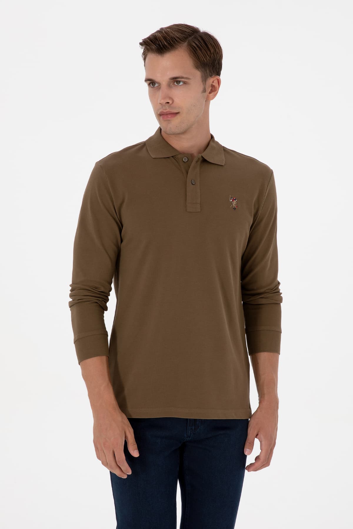 سوئیشرت مردانه U.S. Polo Assn. رگولار فیت یقه پولو خاکی بیسیک مدل 50313772-VR027 سوئیشرت مردانه U.S. Polo Assn. رگولار فیت یقه پولو خاکی بیسیک مدل 50313772-VR027
