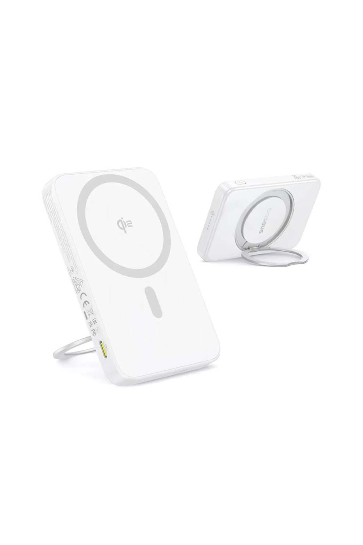پاوربانک مغناطیسی Baseus با پایه چرخان Qi2 مدل PicoGo 5.000 mAh 20W سفید پاوربانک مغناطیسی Baseus با پایه چرخان Qi2 مدل PicoGo 5.000 mAh 20W سفید