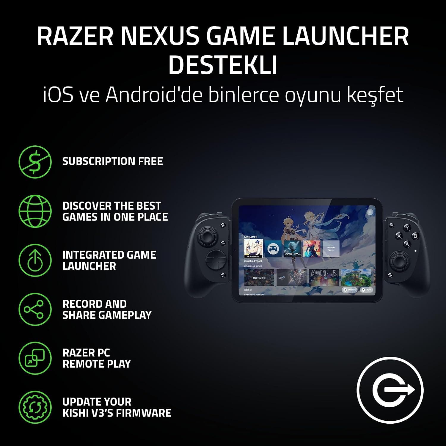 دسته بازی موبایل برای iPhone، گوشیهای هوشمند Android و تبلتهای 8 اینچی Razer Kishi V3 Pro، USB-C، جویاستیک ضدلغزش، مشکی دسته بازی موبایل برای iPhone، گوشیهای هوشمند Android و تبلتهای 8 اینچی Razer Kishi V3 Pro، USB-C، جویاستیک ضدلغزش، مشکی
