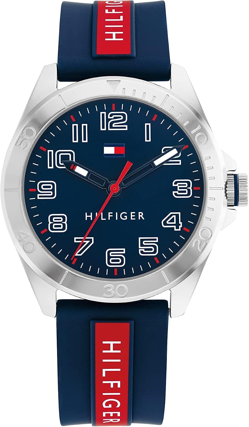 ساعت مچی پسرانه Tommy Hilfiger صفحه آبی بند سیلیکونی آبیقرمز مدل 1720019 ساعت مچی پسرانه Tommy Hilfiger صفحه آبی بند سیلیکونی آبیقرمز مدل 1720019