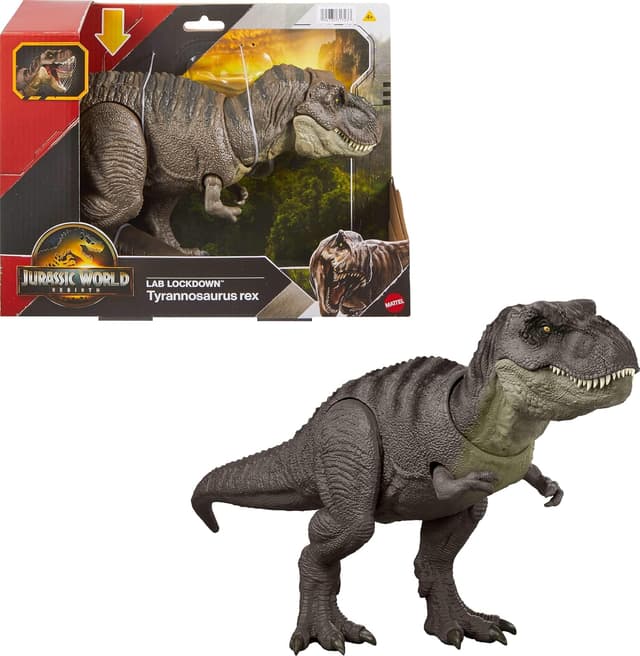 فیگور دایناسور کودک Mattel Jurassic World T-Rex متحرک بزرگ مدل JGM16 سبز فیگور دایناسور کودک Mattel Jurassic World T-Rex متحرک بزرگ مدل JGM16 سبز