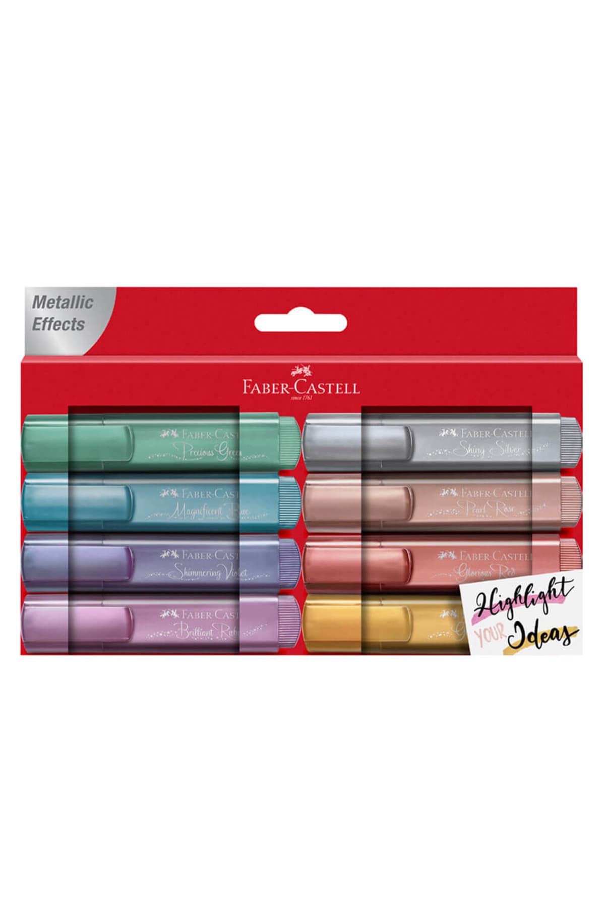ماژیک هایلایتر Faber Castell رنگ متالیک بسته 8 عددی مدل 154689 ماژیک هایلایتر Faber Castell رنگ متالیک بسته 8 عددی مدل 154689