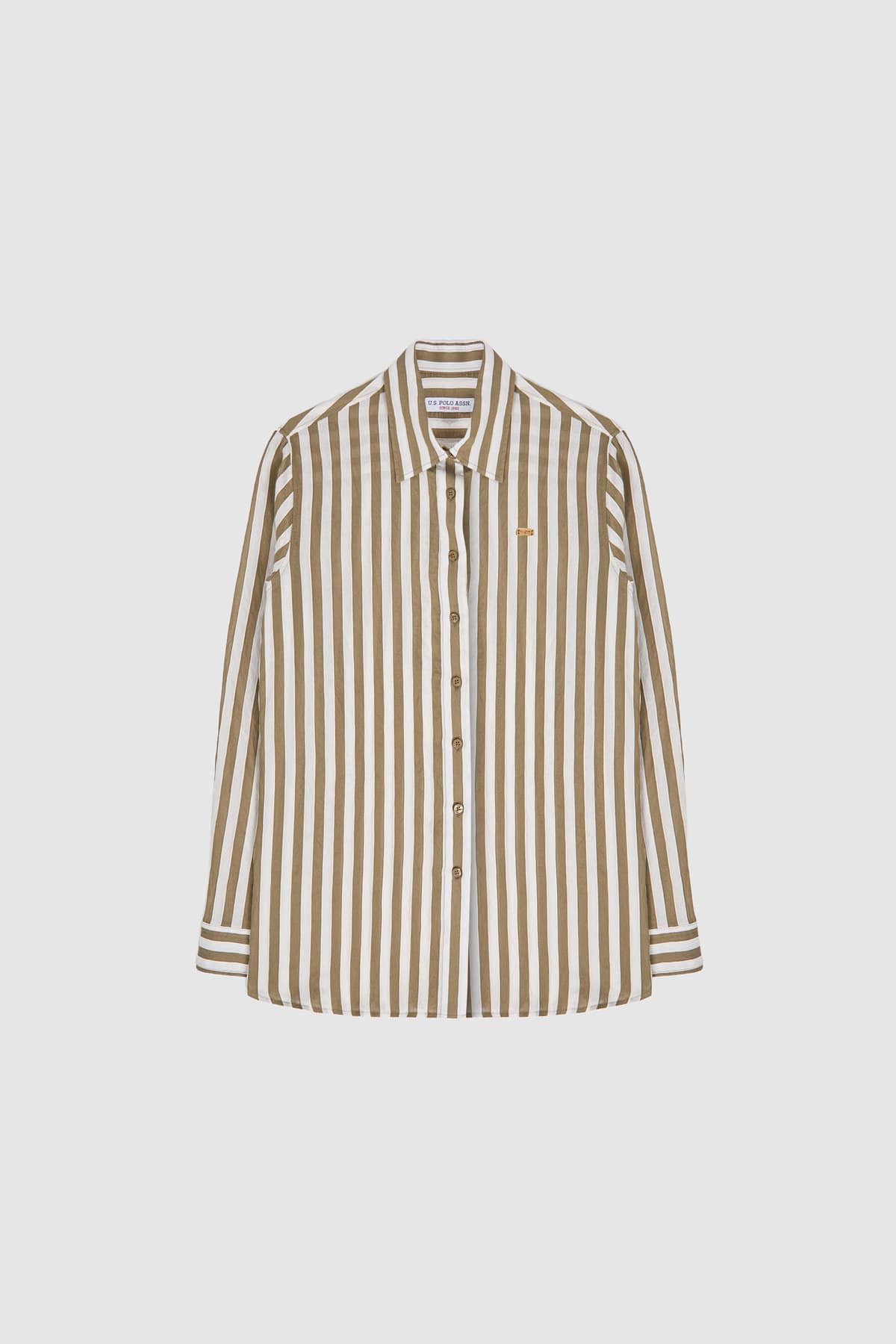 پیراهن زنانه U.S. Polo Assn. آستین بلند راهراه خاکی مدل 50324736-VR027 پیراهن زنانه U.S. Polo Assn. آستین بلند راهراه خاکی مدل 50324736-VR027