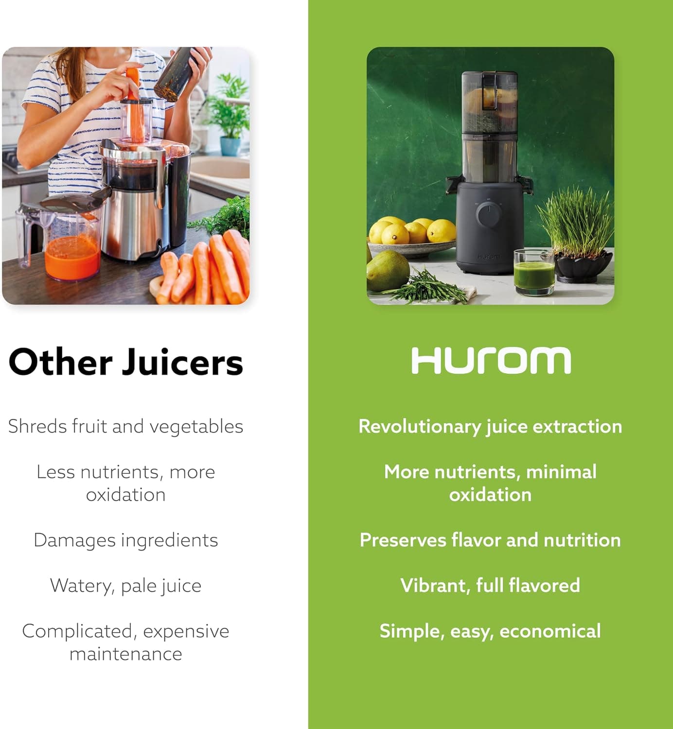 آبمیوهگیری آهستهخور شخصی Hurom خودتغذیه رنگ جو دوسری مدل H310A آبمیوهگیری آهستهخور شخصی Hurom خودتغذیه رنگ جو دوسری مدل H310A