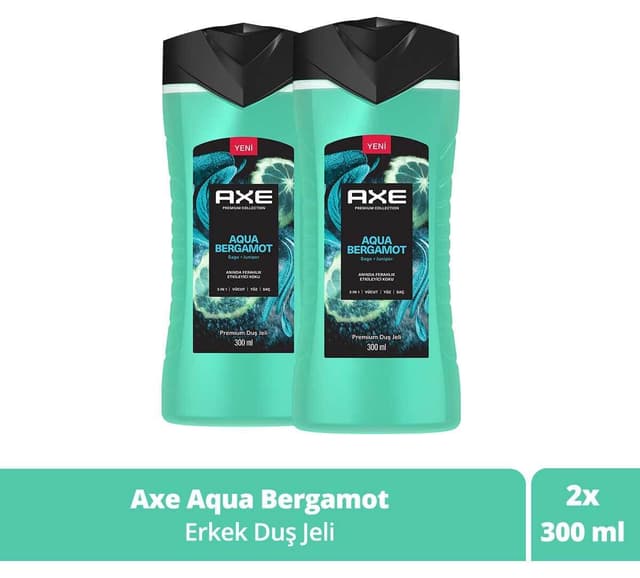 ژل حمام زنانه Axe بدن مو و صورت 3 in 1 Aqua Bergamot 300 ml x2 ژل حمام زنانه Axe بدن مو و صورت 3 in 1 Aqua Bergamot 300 ml x2