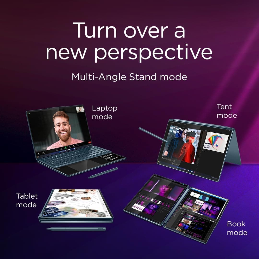 لپتاپ Lenovo Yoga Book 9 دو نمایشگر 14" OLED لمسی 2.8K مدل 14IAH10 کد 83KJ0047AX لپتاپ Lenovo Yoga Book 9 دو نمایشگر 14" OLED لمسی 2.8K مدل 14IAH10 کد 83KJ0047AX