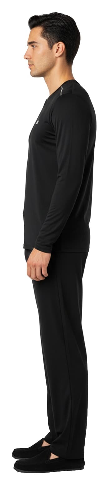 ست پیژامه مردانه D'S Damat نخی یقه V مشکی Maschio ست پیژامه مردانه D'S Damat نخی یقه V مشکی Maschio