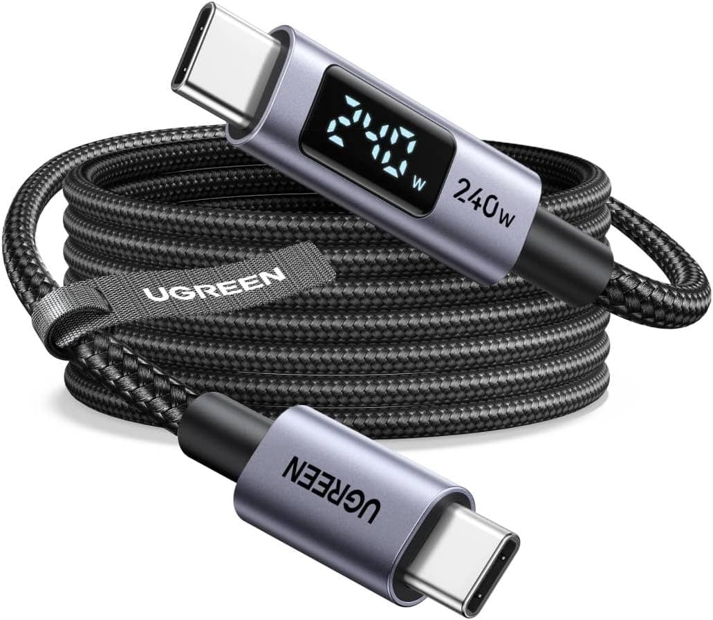 کابل UGREEN USB C نمایشگر دیجیتال 240W شارژ سریع 2 متری کابل UGREEN USB C نمایشگر دیجیتال 240W شارژ سریع 2 متری