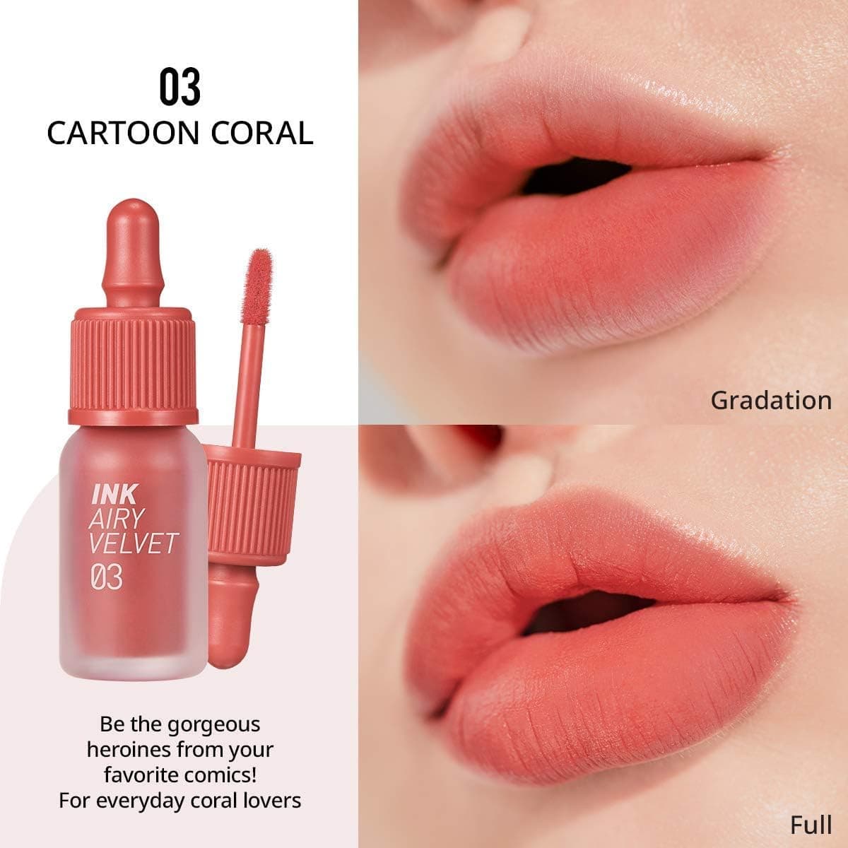 تینت لب Peripera مخملی فرمول سبک ماندگاری طولانی مدل Tint Ink Airy Velvet 3 Cartoon Coral تینت لب Peripera مخملی فرمول سبک ماندگاری طولانی مدل Tint Ink Airy Velvet 3 Cartoon Coral