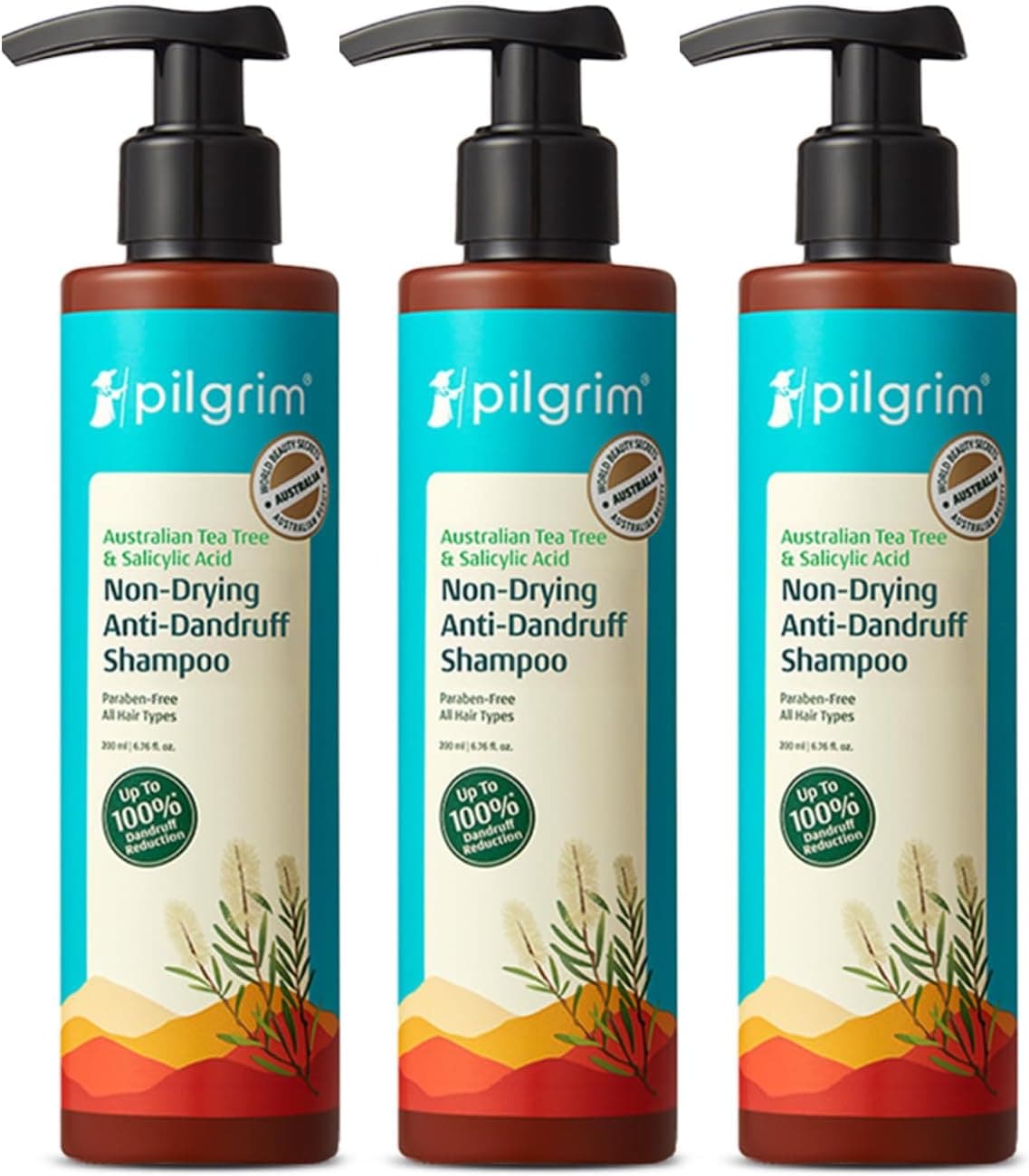 شامپو ضدشوره Pilgrim حاوی درخت چای استرالیایی 200 ml شامپو ضدشوره Pilgrim حاوی درخت چای استرالیایی 200 ml