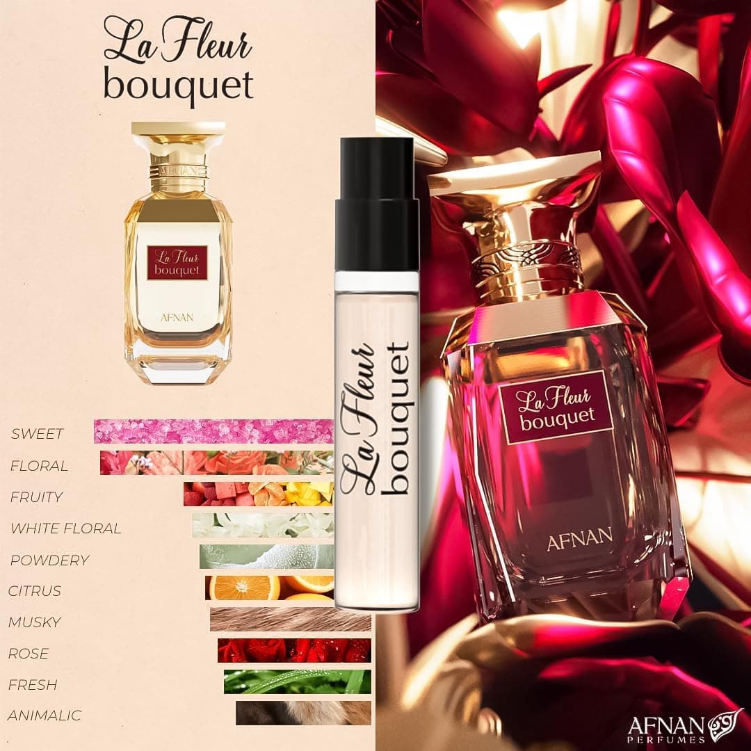 ست نمونه عطر زنانه Afnan سری Bouquet Femme 2ml×5 عدد ست نمونه عطر زنانه Afnan سری Bouquet Femme 2ml×5 عدد