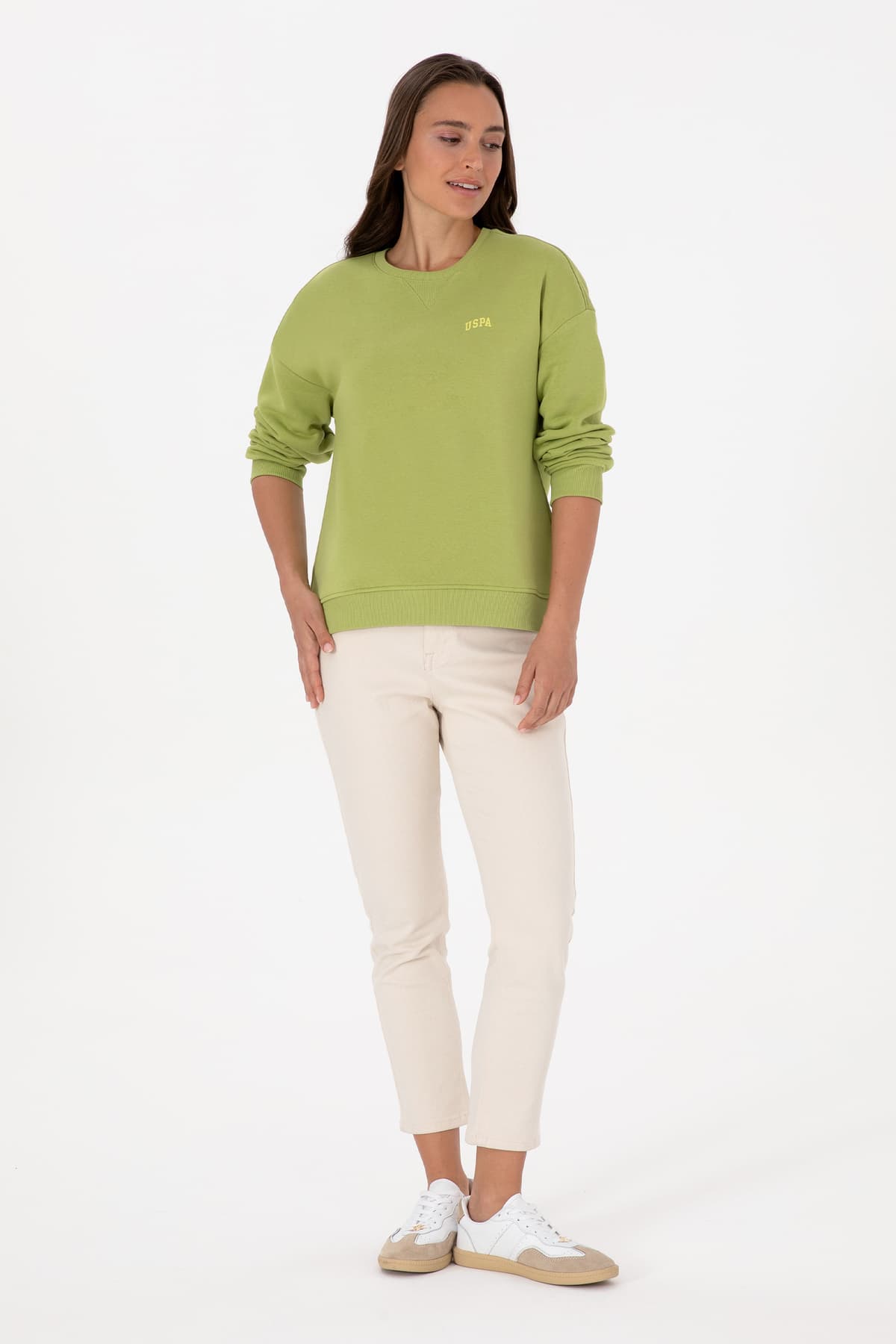 سوئیشرت زنانه U.S. Polo Assn. یقه گرد بیسیک سبز پستهای مدل 50313586-VR087 سوئیشرت زنانه U.S. Polo Assn. یقه گرد بیسیک سبز پستهای مدل 50313586-VR087