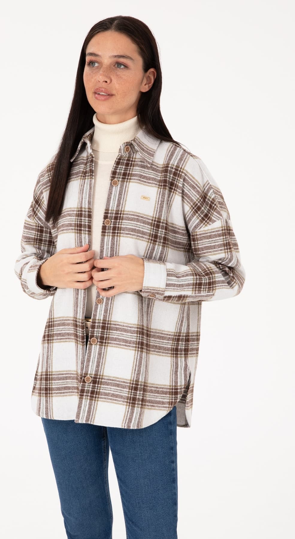 پیراهن زنانه U.S. Polo Assn. کرم چوبری آستین بلند مدل 50316698-VR027 پیراهن زنانه U.S. Polo Assn. کرم چوبری آستین بلند مدل 50316698-VR027