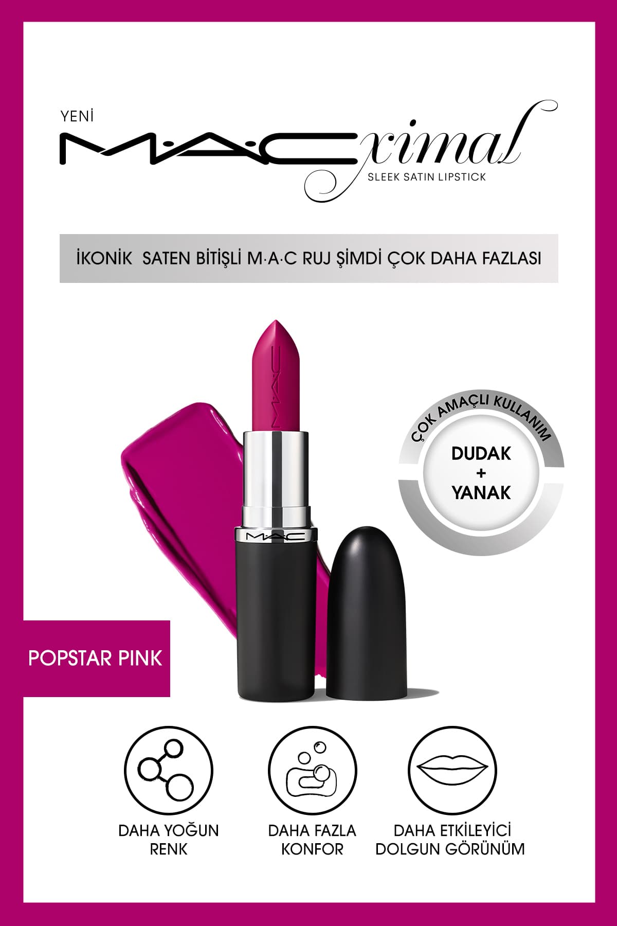 رژ لب Mac سری MACximal Sleek Satin با پایان ساتن مدل Paramount 3.5g رژ لب Mac سری MACximal Sleek Satin با پایان ساتن مدل Paramount 3.5g