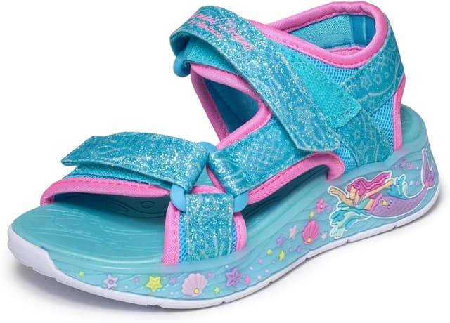صندل دخترانه Skechers با چراغ آبی مدل 303108L BLMT صندل دخترانه Skechers با چراغ آبی مدل 303108L BLMT