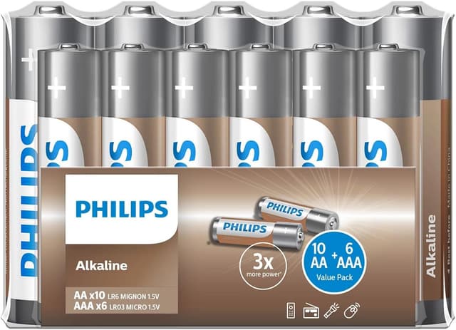 باتری آلکالاین PHILIPS مدل LR036A16F/10 بسته فویلی AA×10 و AAA×6 باتری آلکالاین PHILIPS مدل LR036A16F/10 بسته فویلی AA×10 و AAA×6