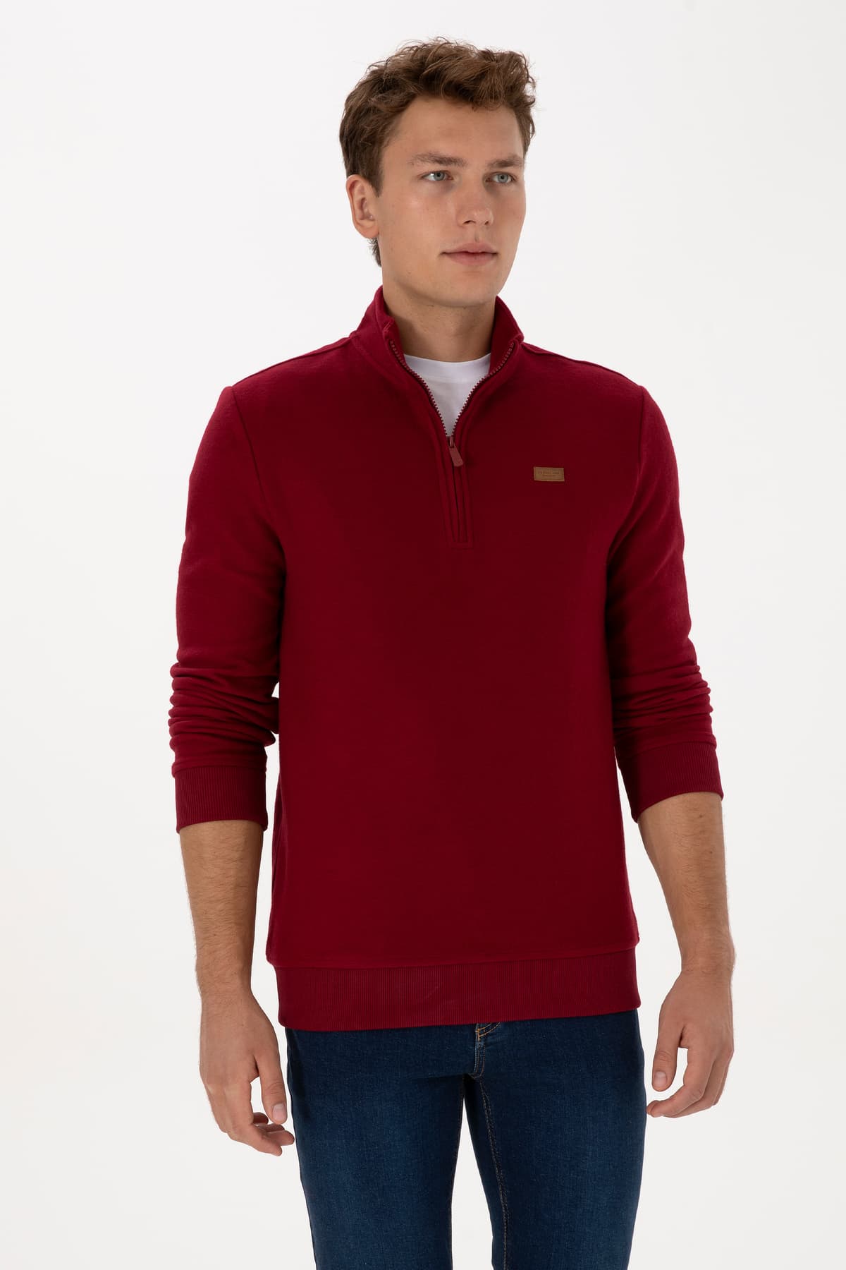 سویشرت مردانه U.S. Polo Assn. فیت معمولی نیم زیپ شاردون یقه پولو زرشکی بیسیک مدل 50313802-VR014 سویشرت مردانه U.S. Polo Assn. فیت معمولی نیم زیپ شاردون یقه پولو زرشکی بیسیک مدل 50313802-VR014