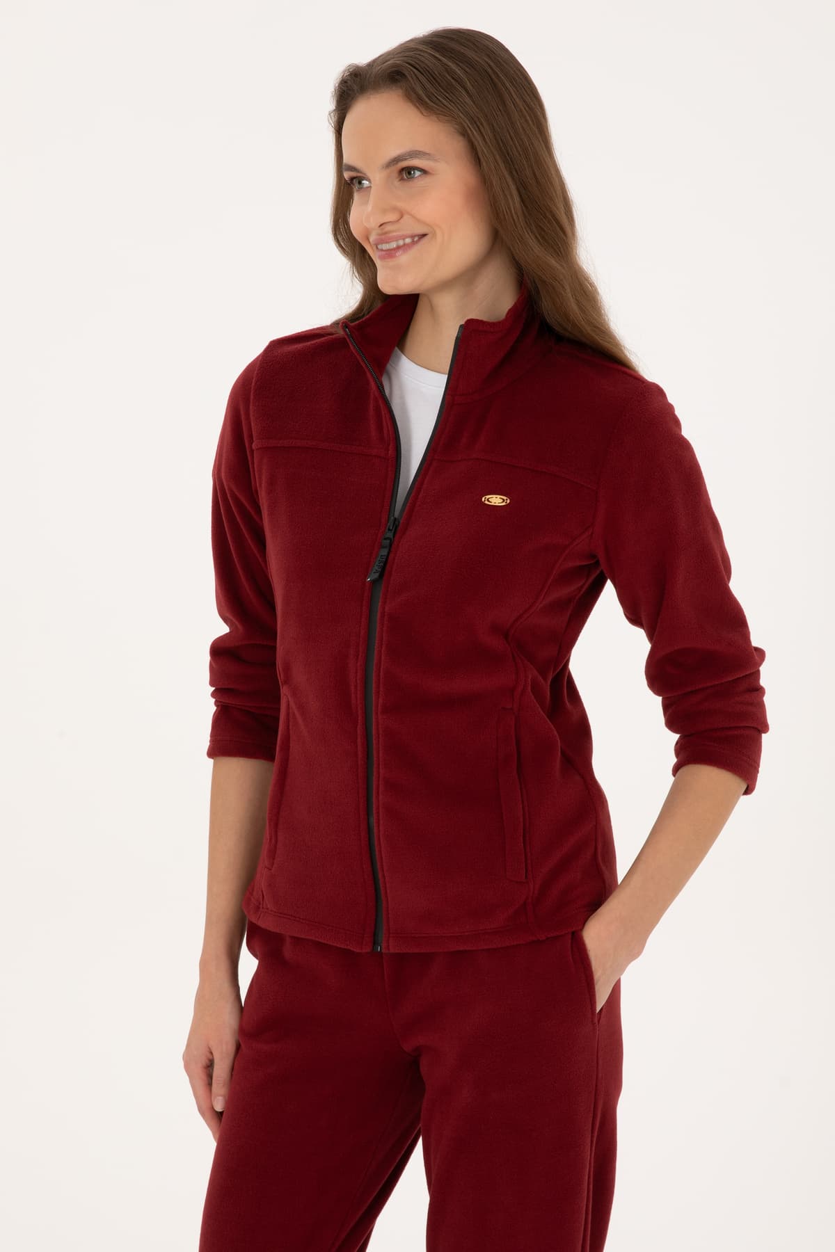 سوئیشرت زنانه U.S. Polo Assn. پلار بوردو زیپدار یقه ایستاده مدل 50316729-VR014 سوئیشرت زنانه U.S. Polo Assn. پلار بوردو زیپدار یقه ایستاده مدل 50316729-VR014