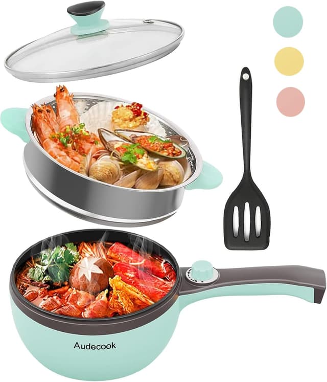 قابلمه برقی Audecook قابل حمل با روکش غیرچسب مدل Ramen با توان قابل تنظیم قابلمه برقی Audecook قابل حمل با روکش غیرچسب مدل Ramen با توان قابل تنظیم