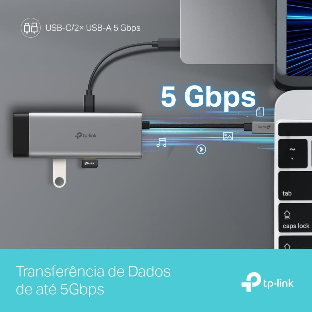 هاب 5-in-1 USB-C برند TP-Link با خروجی HDMI 4K@60Hz، شارژ سریع 100W و پورتهای USB هاب 5-in-1 USB-C برند TP-Link با خروجی HDMI 4K@60Hz، شارژ سریع 100W و پورتهای USB