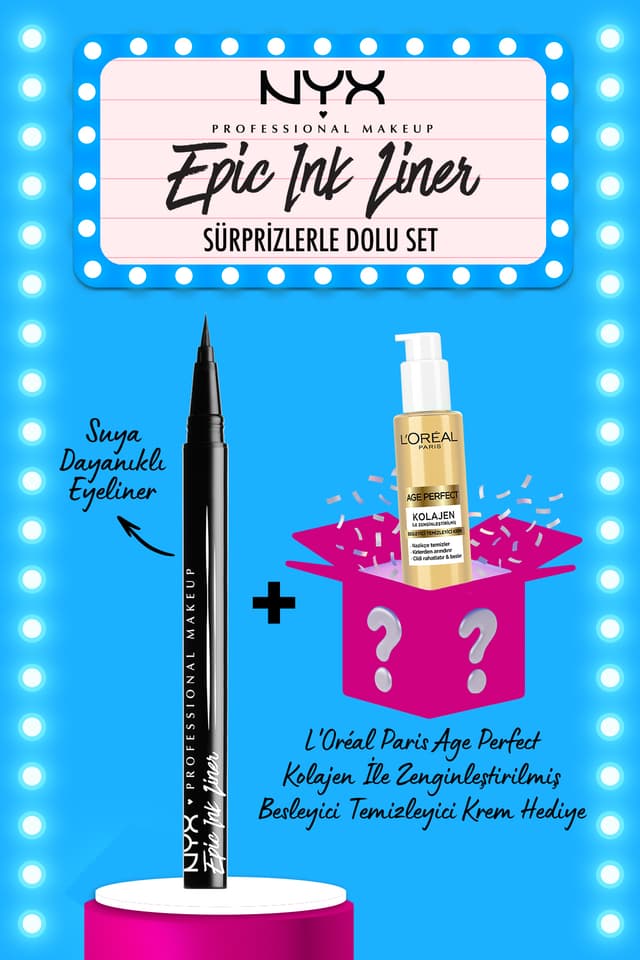 خط چشم مشکی NYX Professional Makeup مدل Epic Ink Liner با جعبه هدیه سورپرایزی خط چشم مشکی NYX Professional Makeup مدل Epic Ink Liner با جعبه هدیه سورپرایزی
