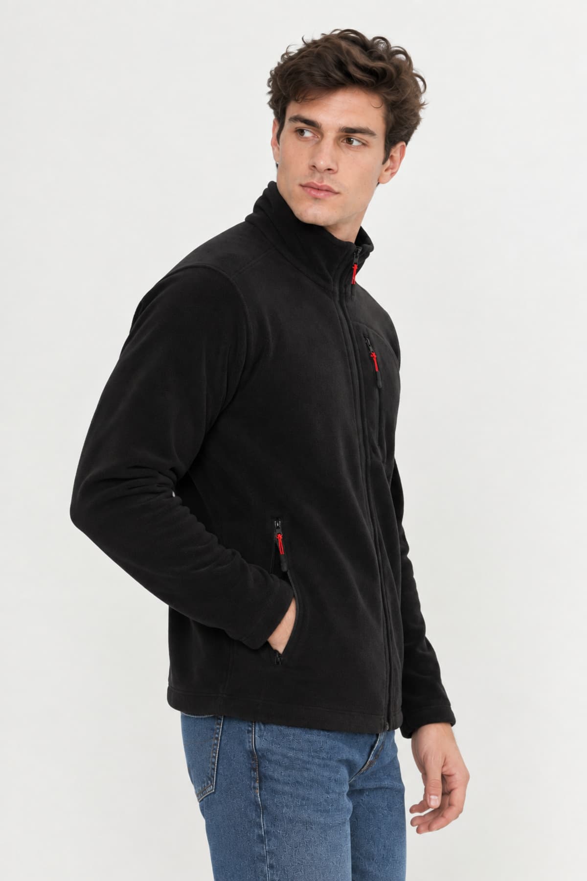 ژاکت پولار مردانه Kozik مشکی Softshell فیت استاندارد زیپ تمام با 3 جیب ژاکت پولار مردانه Kozik مشکی Softshell فیت استاندارد زیپ تمام با 3 جیب
