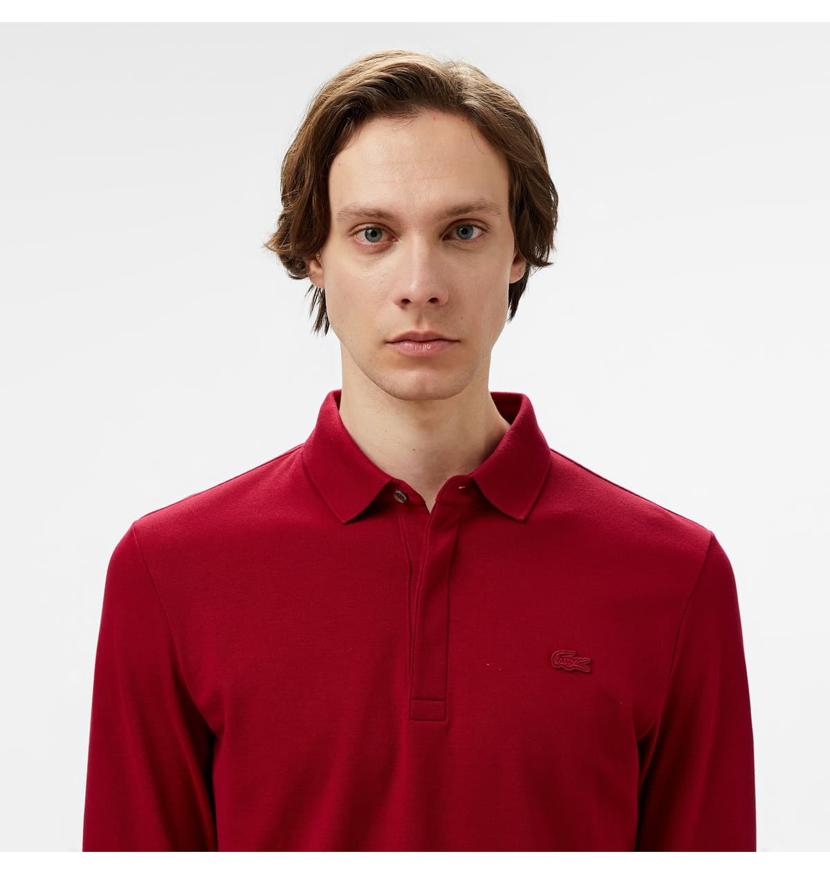پولوشرت مردانه Lacoste فیت معمولی آستین بلند زرشکی مدل Paris پولوشرت مردانه Lacoste فیت معمولی آستین بلند زرشکی مدل Paris