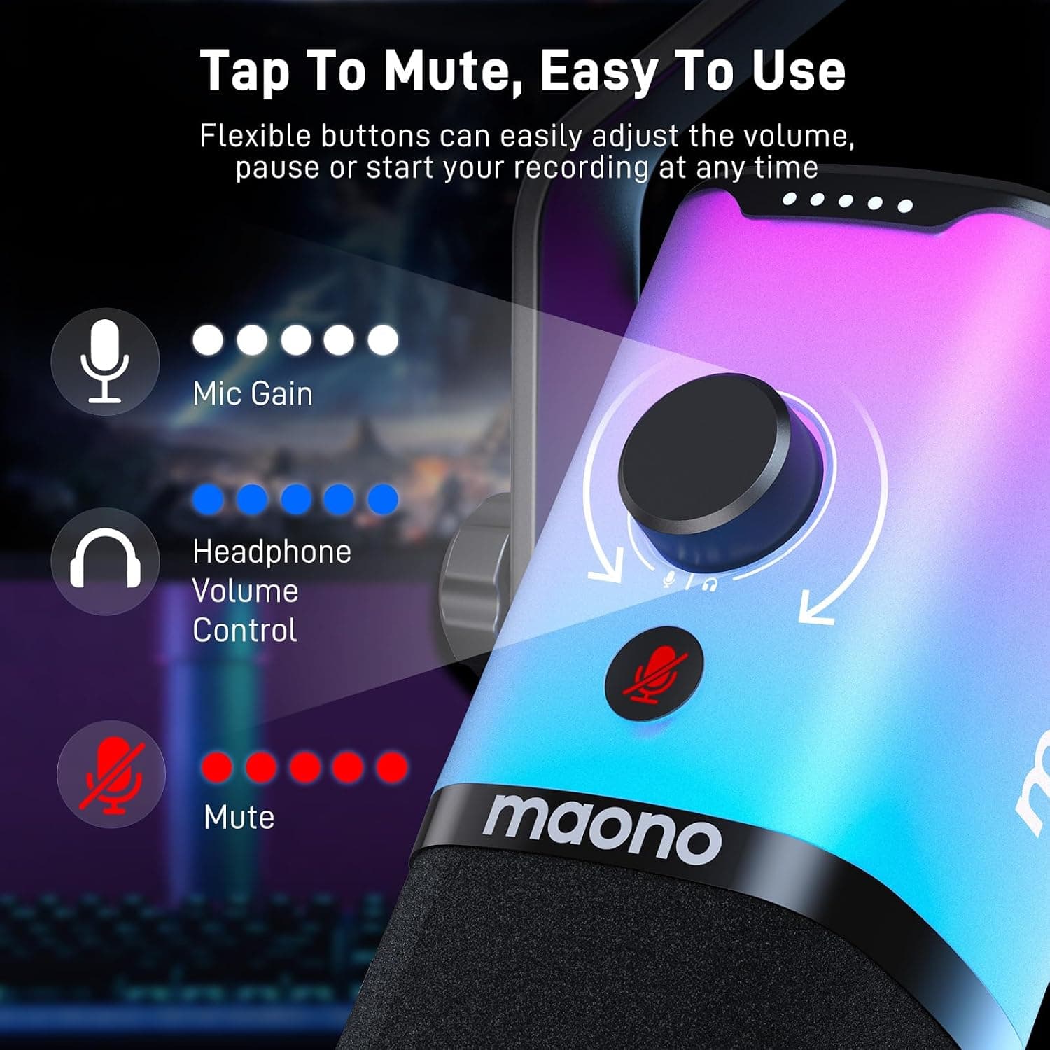 میکروفون دینامیک گیمینگ MAONO با اتصال XLR/USB و RGB مدل PD100X میکروفون دینامیک گیمینگ MAONO با اتصال XLR/USB و RGB مدل PD100X