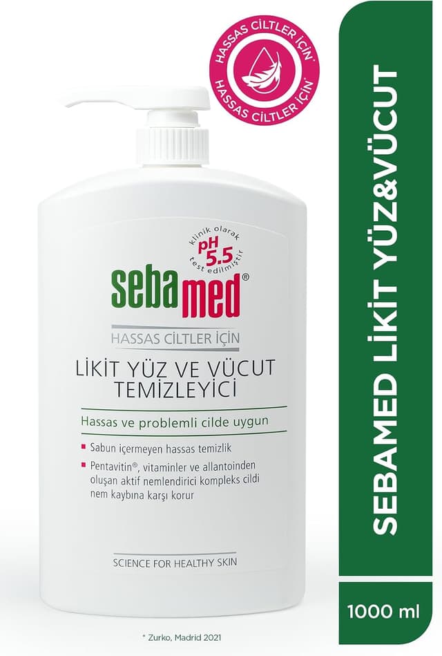 ژل پاککننده صورت و بدن برای پوستهای حساس Sebamed حاوی Pentavitin با اثر مرطوبکنندگی 1000 ml ژل پاککننده صورت و بدن برای پوستهای حساس Sebamed حاوی Pentavitin با اثر مرطوبکنندگی 1000 ml