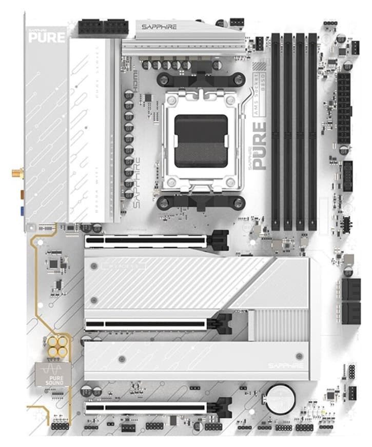 مادربرد SAPPHIRE PURE B850A WIFI 7 سوکت AM5 DDR5 چیپست AMD B850 مادربرد SAPPHIRE PURE B850A WIFI 7 سوکت AM5 DDR5 چیپست AMD B850