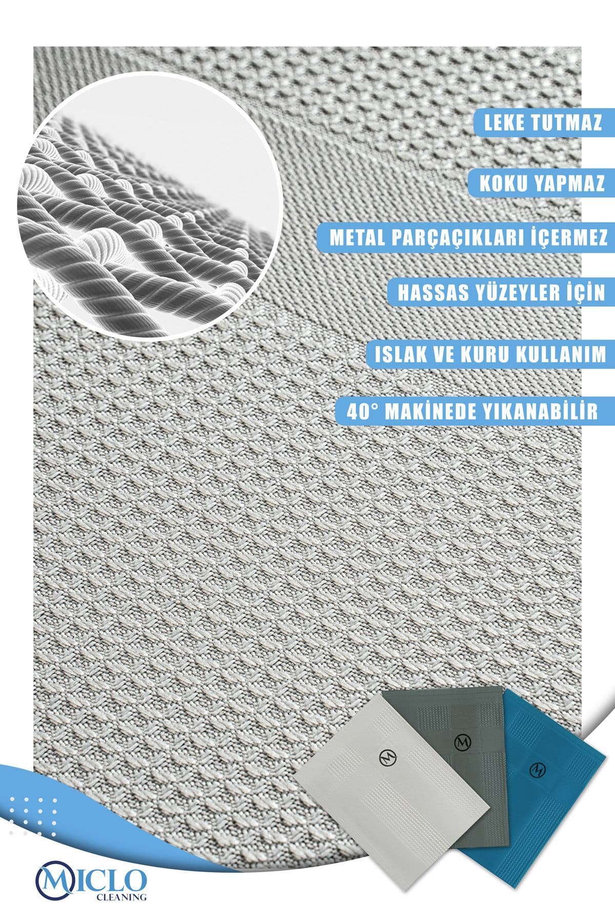 دستمال تمیزکننده میکروفایبر MICLO CLEANING ست ۳ تایی 40x60cm دستمال تمیزکننده میکروفایبر MICLO CLEANING ست ۳ تایی 40x60cm