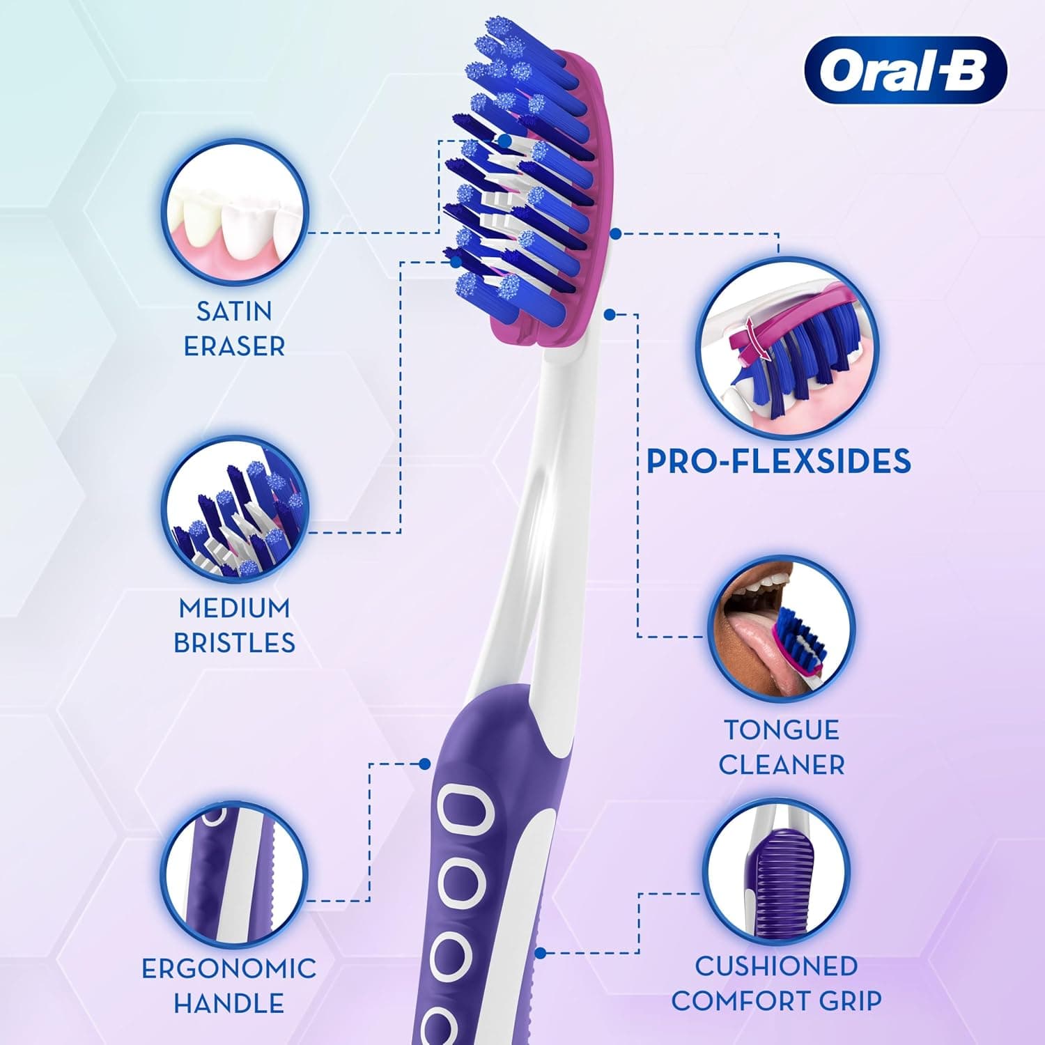 مسواک دستی متوسط Oral-B 3D White Luxe Pro-Flex بسته 2 عددی مسواک دستی متوسط Oral-B 3D White Luxe Pro-Flex بسته 2 عددی