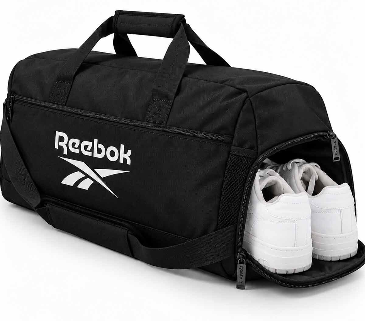 کیف ورزشی یونیسکس Reebok مشکی با بخش کفش و بند دوشی 55X25X25CM کیف ورزشی یونیسکس Reebok مشکی با بخش کفش و بند دوشی 55X25X25CM